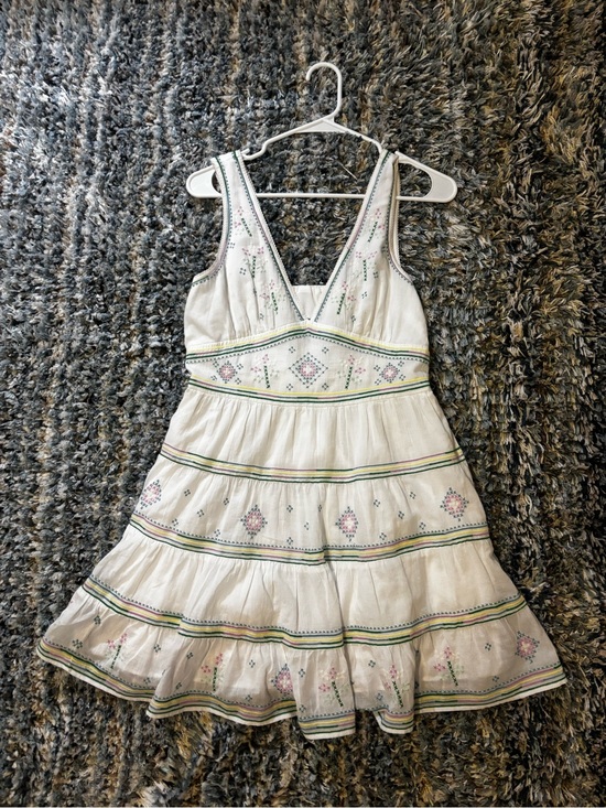 American Eagle Outfitters Dresses & Skirts - White Embroidered Tiered V-Neck Summer Dress